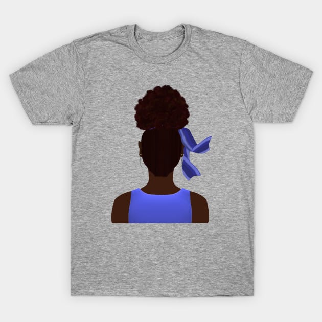 High Afro Puff Ponytail (Gray Background) T-Shirt by Art By LM Designs 